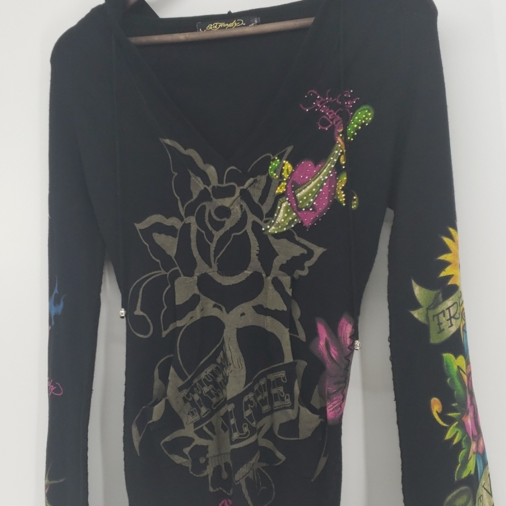 Ed Hardy, Long Sleeve Hoodie, Size Small